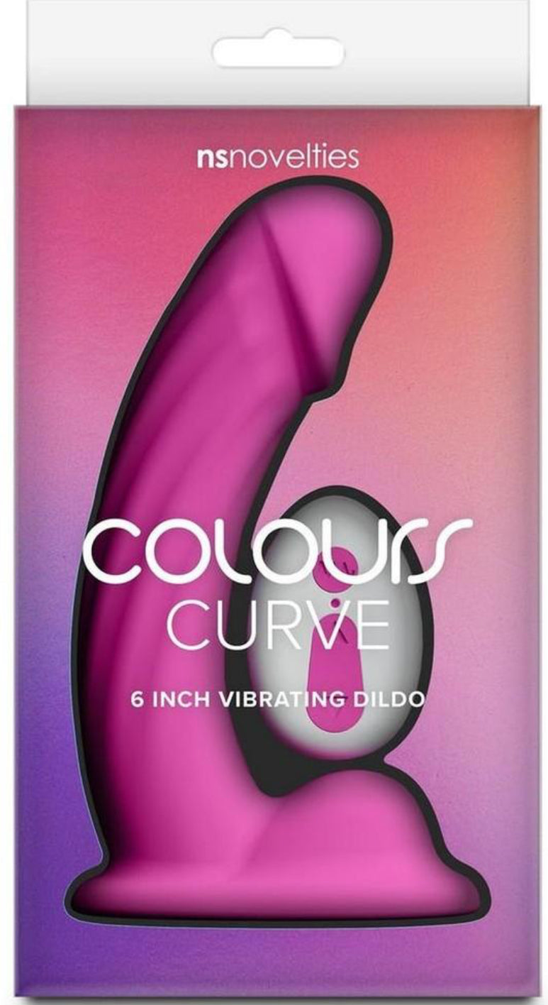 Colours Curve Silicone Vibrating Dildo with Remote Control 5in - Teal