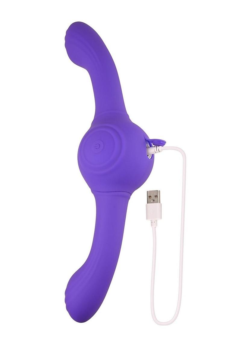 Our Gyro Vibe Rechargeable Silicone Dual End Vibrator - Purple
