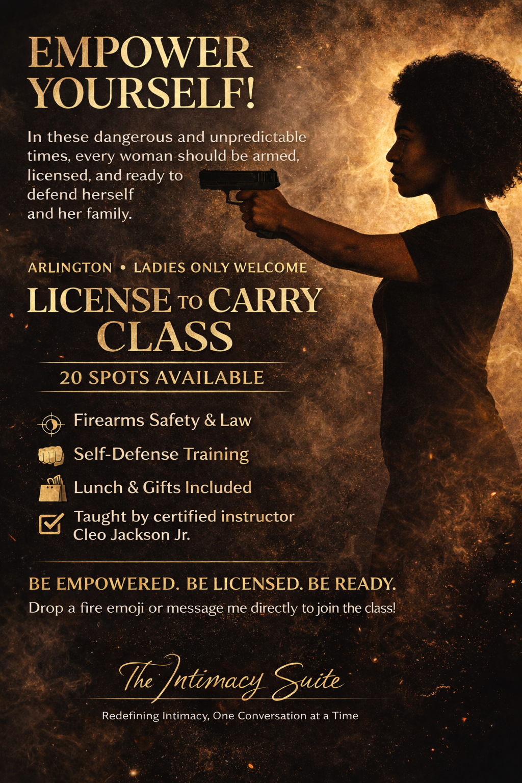 The Intimacy Suite’s Ladies Only LTC & Self Defense Class Sunday February 1st @Noon