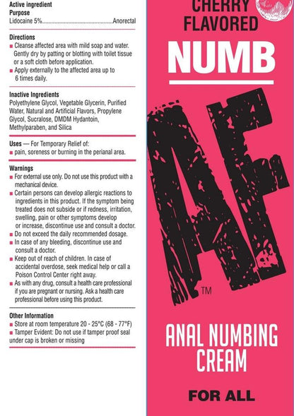 Numb AF 1.5oz Anal Numbing Cream